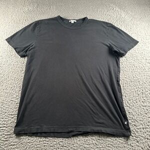 James Perse T-Shirt Mens 3 Black Crew Short Sleeve Washed Made in USA Casual Tee